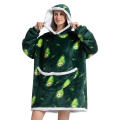 adult oversized home wearable warm fleece blanket hoodie